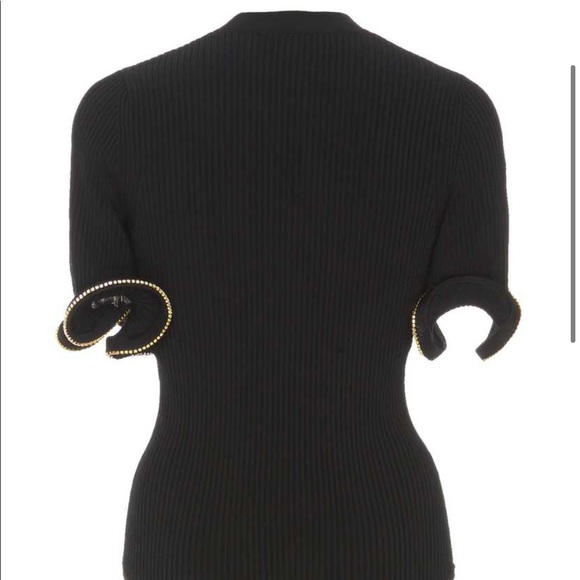 NWT Area Crystal Embellish Wavy Cuff Rib Bodysuit - Picture 5 of 13